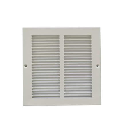 Zoro Select Ceiling/Wall Return Air Grille, 8 in W x 8 in H Opening, 3/8 in Bar Spacing, White, Steel, One-Way 4MJP4