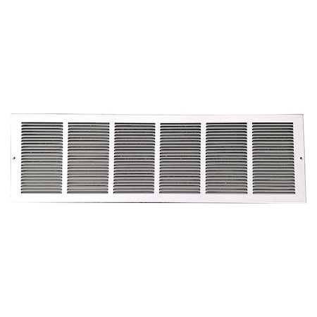 Zoro Select Ceiling/Wall Return Air Grille, 30 in W x 8 in H Opening, 690cfm, White, Steel, 1 Way, Surface Mount 4MJR9