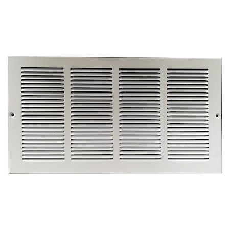 Zoro Select Ceiling/Wall Return Air Grille, 24 in W x 8 in H Opening, White, Steel, One-Way, Surface Mount 4MJR7