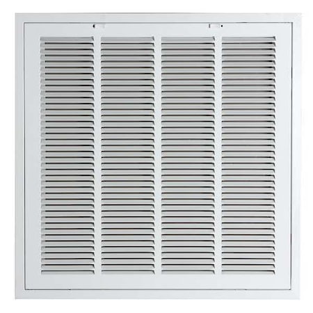 Zoro Select Ceiling/Wall Filtered Return Air Grille, 24 in W x 24 in H Opening, White, Steel, 1 Way, Surface Mount 4MJT8