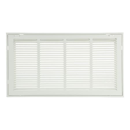 Zoro Select Ceiling/Wall Filtered Return Air Grille, 24 in W x14 in H Opening, White, Steel, 1 Way, Surface Mount 4MJT7