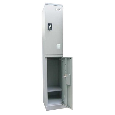 Zoro Select Wardrobe Locker, 12 in W, 18 in D, 72 in H, (1) Wide, (2) Openings, Gray KDCL7212/2-05