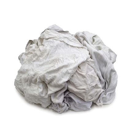 Zoro Select Recycled Cotton T-shirt Cloth Rag 4 lb. Varies Sizes, White WW4MY53