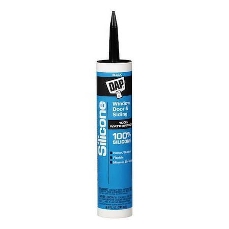 Dap Silicone Sealant, 9.8 oz, Cartridge, Black, Silicone Base, Window, Door & Siding 70798-08642