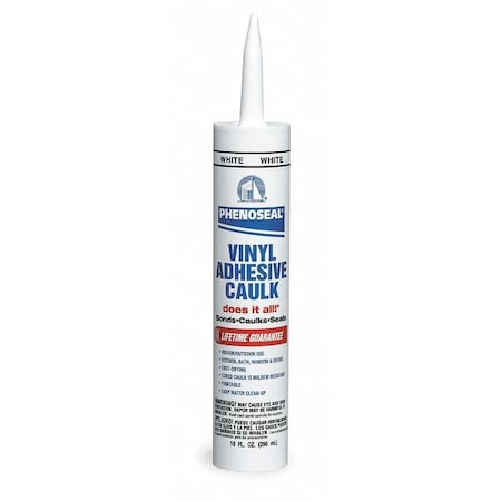 Dap Acrylic Latex Adhesive Caulk, 10 oz, Cartridge, White, Acrylic Latex Base, Phenoseal 51136-00005