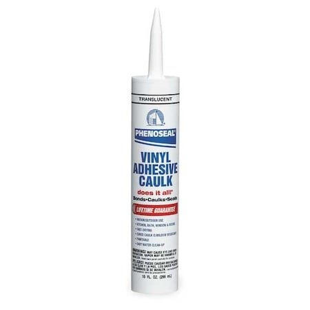 Dap Acrylic Latex Adhesive Caulk, 10 oz, Cartridge, Clear, Acrylic Latex Base, Phenoseal 51136-00006