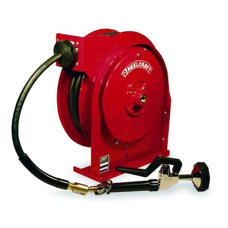 Reelcraft Spring Return Hose Reel, 3/8 in Hose Diameter, 35 ft Length, 250 psi Max. Pressure, Brass, Red 5635 OLPSW5