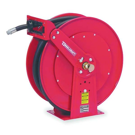Reelcraft Spring Return Hose Reel, 1 in Hose Diameter, 50 ft Length, 50 psi Max. Pressure, Red FD84050 OLP