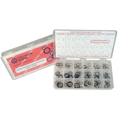 Precision Brand Die Button Shim Assortment, 33 Sizes, Pk330 26989