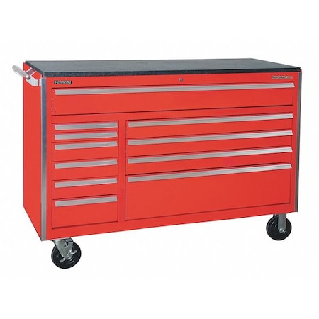 Kennedy Benchmark Series(R) Rolling Cabinet, 11 Drawer, Red, Steel, 60 ...