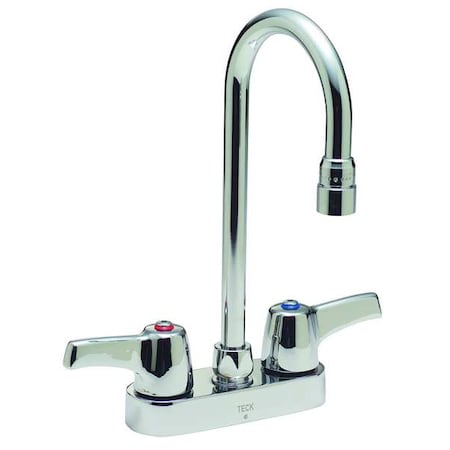 Delta Manual Gooseneck Bathroom Faucet, 4" Mount, Chrome 2 Hole 27C4843