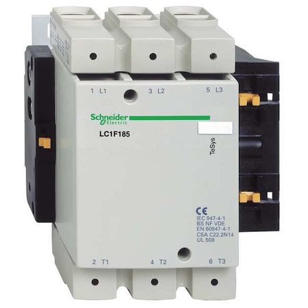 Schneider Electric IEC Magnetic Contactor, 3 Poles, 120V AC, 185, Reversing: No LC1F185G6