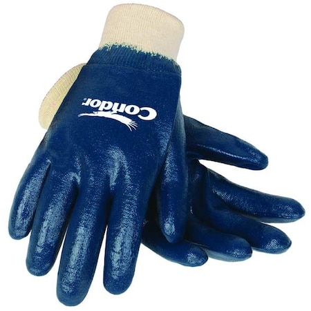 CONDOR Nitrile Coated Gloves, Full Coverage, Natural/Blue, S, PR 4NMT6