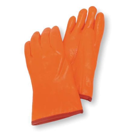 Condor Hi-Vis Cold Protection Gloves, PVC Palm, Foam/Jersey Lining, High-Visibility Orange, L 4NMU4