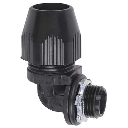 Abb Conduit Fitting 90 Deg Elbow, 1-1/2 in, Liquid-Tight, Plastic, PVC Coated, Black LT9150P