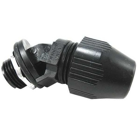 Abb Conduit Fitting 45 Deg Elbow, 1-1/2 in, Liquid-Tight, Plastic, Plain, Black LT4150P