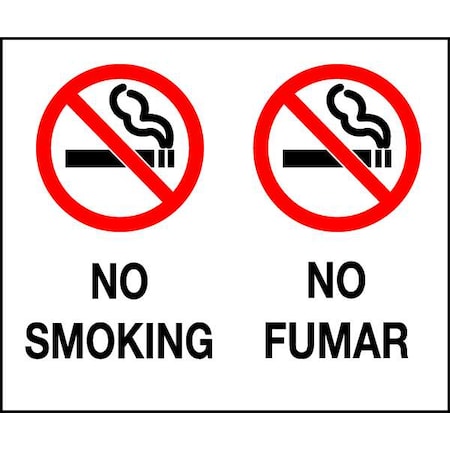 Brady No Smoking Sign, 7" H, 10" W, Rectangle, English, Spanish, 122396 122396