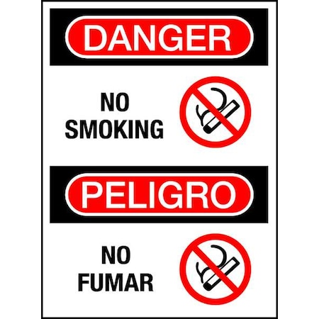 Brady Danger/Peligro, No Smoking/No Fumar, 10 in W x 7 in H, Rectangle, Polyester 122641
