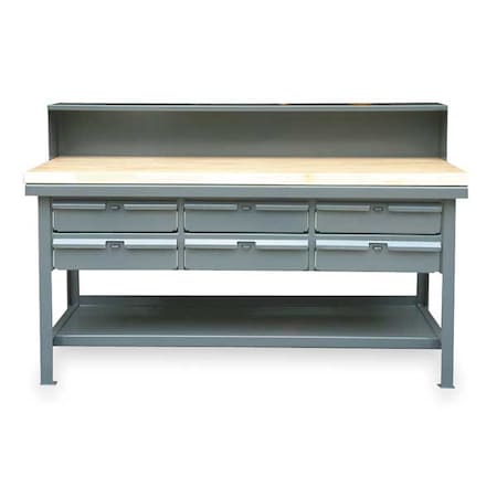 Strong Hold Workbench with Riser, Butcher Block, 72