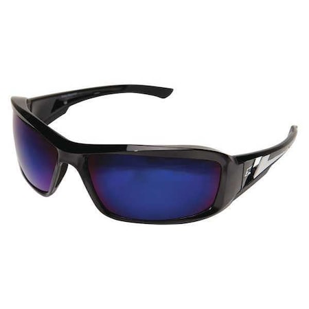 Edge Eyewear Safety Glasses, Brazeau, Blue Mirror Scratch-Resistant Lens, Polycarbonate, Black Full-Frame XB118