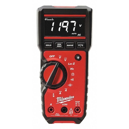 Milwaukee Tool Digital Multimeter, 600 Max. AC Volts, 600 Max. DC Volts, 10 Max. AC Amps, 10 Max. DC Amps 2217-20