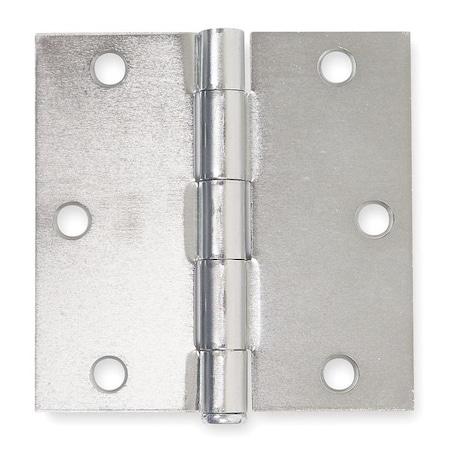 Zoro Select Door and Butt Hinge, Steel, Full Mortise Mounting, 1 1/2 in Leaf W x 3 1/2 in Leaf H, zinc plated 4PA60