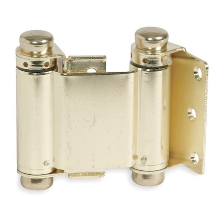 Zoro Select Spring Hinge, Steel, Full Mortise Mounting, 1 in Leaf W x 2 3/4 in Leaf H, Bright Brass 4PA73