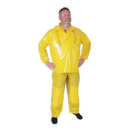CONDOR Rain Jacket w/Detachable Hood, Yellow, 3XL 4PCK4