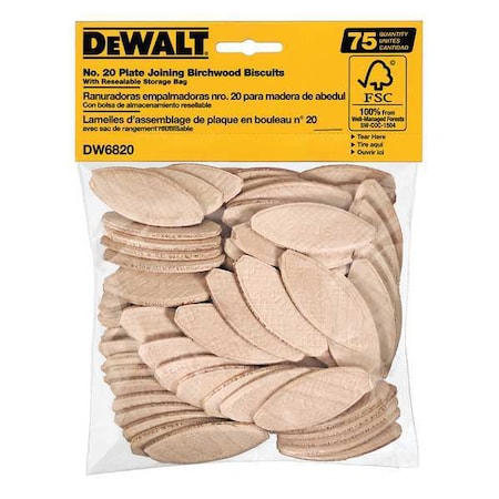 Dewalt No. 20 Size Joining Biscuits (75 Count) DW6820
