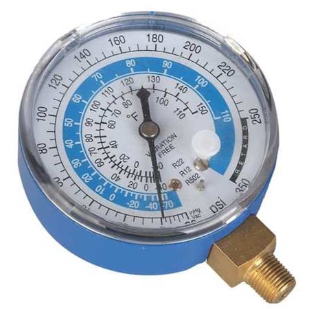 Dayton Gauge, 2-3/4 In Dia, Low Side, Blue, 350 psi 4PDJ9