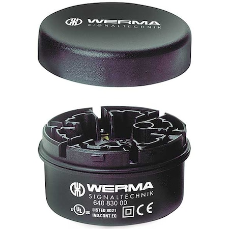 Werma Mounting Base, 12 to 230V, Black, 2 3/4 in Dia., 1 7/16 in Height, KombiSIGN 71 Series 64080000