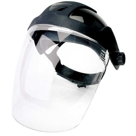 Sellstrom Ratchet Face Shield Assembly, Clear Visor, Polycarbonate, Ratchet Suspension, Anti-Fog Lens, Black S32010