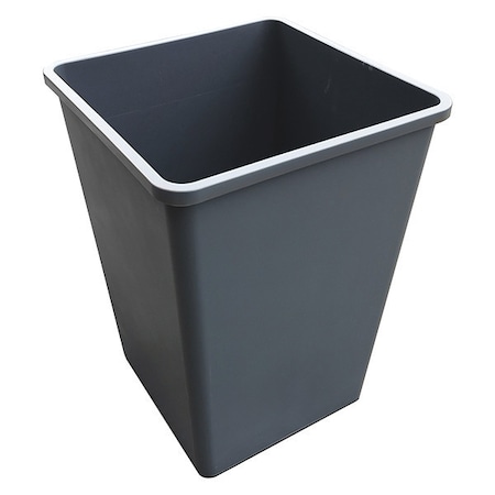 Zoro Select 35 gal. Plastic Square Trash Can, Gray 4PGT5