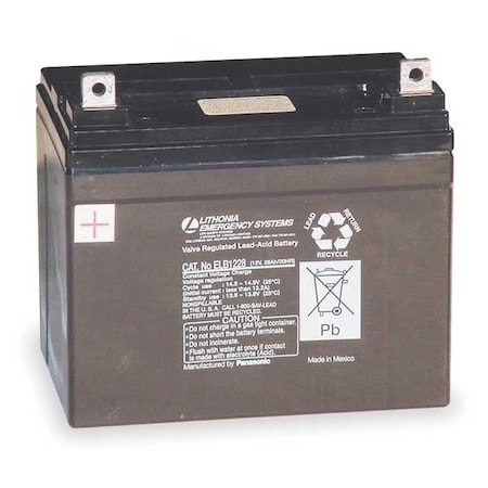 LITHONIA LIGHTING Battery, Lead Calcium, 12V, 28A/HR. ELB 1228