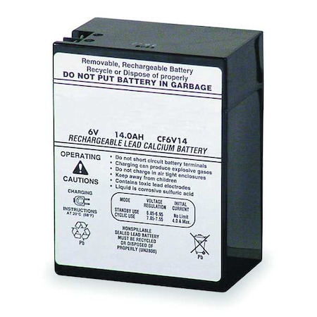 LITHONIA LIGHTING Battery, Lead Calcium, 6V, 14A/HR. ELB 0614