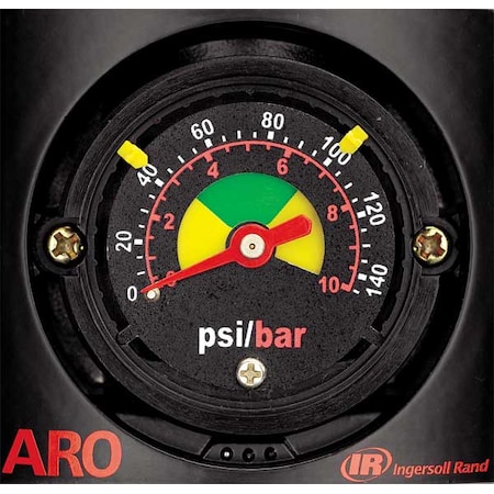 Aro Pressure Gauge, 0 to 160 psi, 1 1/2 in Dial, 1/8 in NPT, Center Back Location, Plastic Case Material 104493