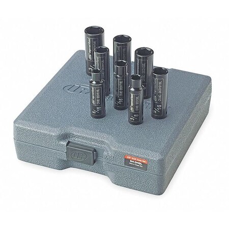 Ingersoll-Rand 3/8 in Drive Impact Socket Set, SAE, 8 pcs SK3H8L