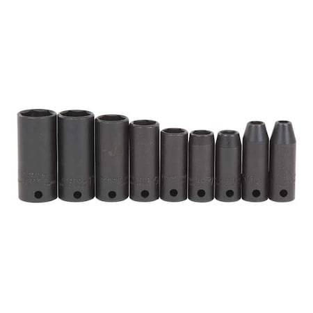 Proto 3/8" Drive Thin Wall Deep Impact Sockets set SAE 9 Pieces 1/4 in to 3/4 in , Black Oxide J72117