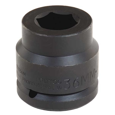 Proto 1 1/2 in Drive Impact Socket 36 mm Size 6 pt Standard Depth, Black Oxide J15036M