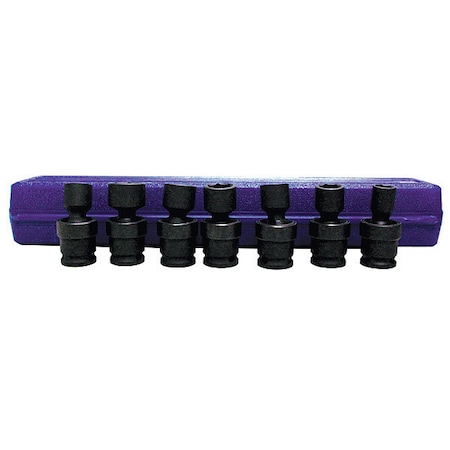 Westward 1/4" SAE Black Oxide Impact Socket Set, Number of Pieces: 6 Black Oxide 4PRD5-1 Each