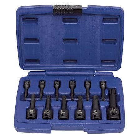 WESTWARD 1/4", 3/8", 1/2" Drive Impact Bit Socket Set, SAE, 12 pcs 4PRH7