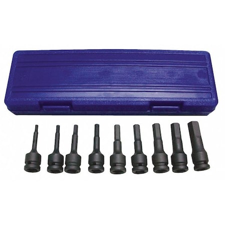 WESTWARD 10-Piece Impact Bit Socket Set, 1/2 in Drive, SAE, Hex Tip Type, Black Oxide 4PRH1