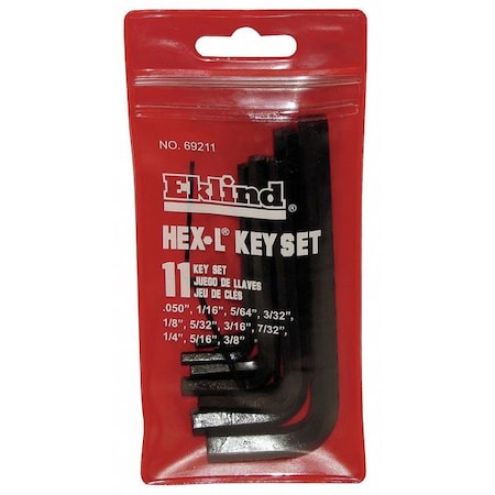 Eklind 11 Piece SAE L-Shape Hex Key Set, 69211 69211