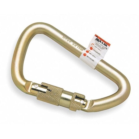 Miller Twist-Lock Carabiner, Carbon Steel, Gold, 4 5/8 in L 17D-1/