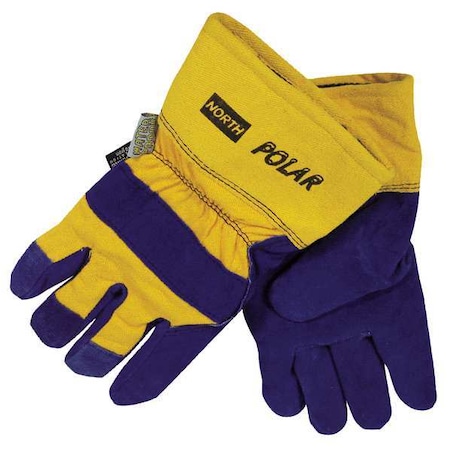 North Cold Protection Gloves, Cowhide Leather Palm, Thinsulate Lining, Blue, L 70/6465NK