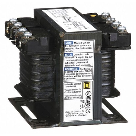 SQUARE D Control Transformer, 100 VA, Not Rated, 55 °C, 120V AC, 240/480V AC 9070T100D1