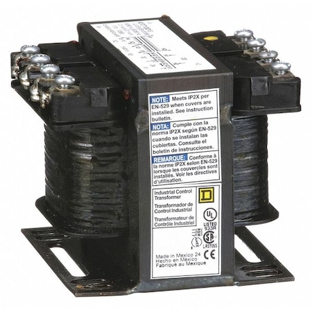 Square D Control Transformer, 100 VA, Not Rated, 12/24V AC, 120V AC 9070T100D13