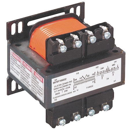 SQUARE D Control Transformer, 100VA, 120/240VAC 9070T100D23