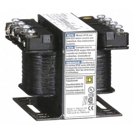 Square D Control Transformer, 50 VA, Not Rated, 12/24V AC, 120V AC 9070T50D13