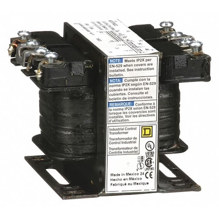 Square D Control Transformer, 50 VA, Not Rated, 24V AC, 240/480V AC 9070T50D2